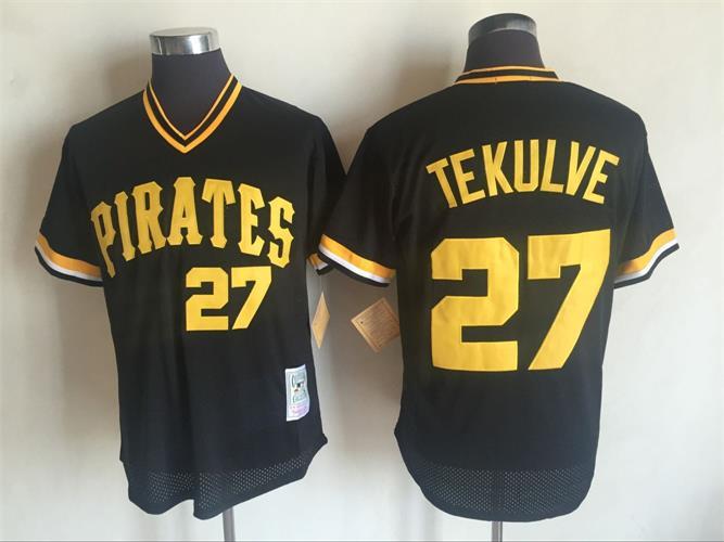 2017 MLB Pittsburgh Pirates #27 Jung Ho Kang Black Throwback Jerseys->pittsburgh pirates->MLB Jersey